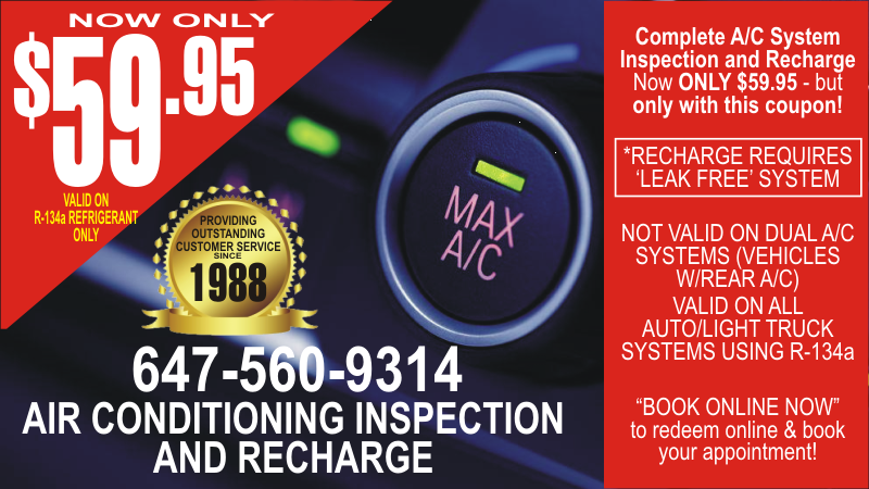 Auto Air Conditioning Recharge Mississauga - Save money with this coupon! Book online!